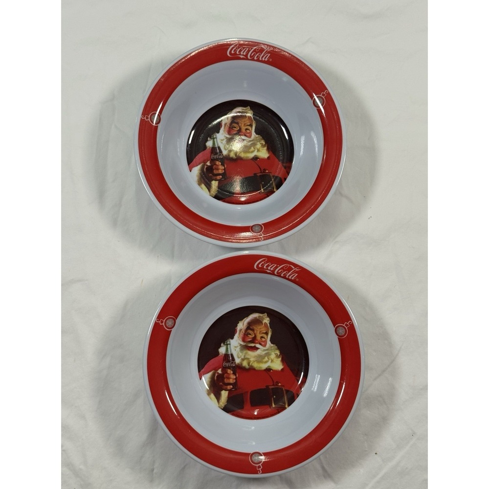 Coca-Cola Santa Soup‎ Cereal Bowls Gibson Christmas Holiday Bowls Set of 2